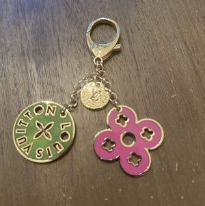 Louis Vuitton Enamel Bag Charm Keychain Flower Logo
